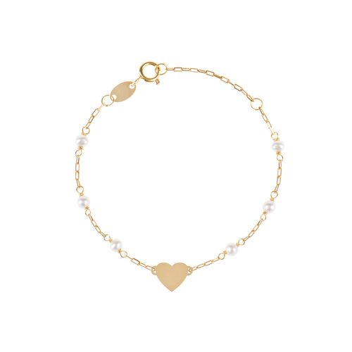 Pulseira coração e pérolas