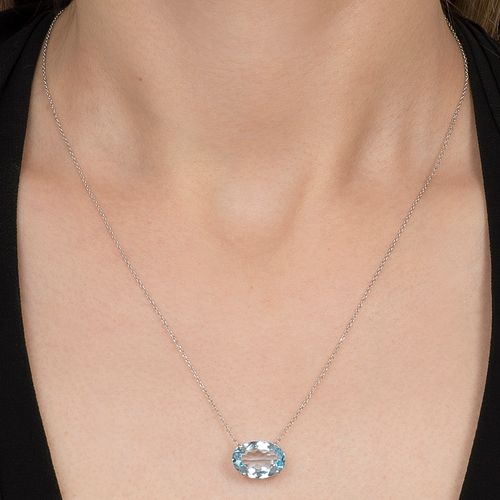 Colar solitário topázio sky oval 6cts
