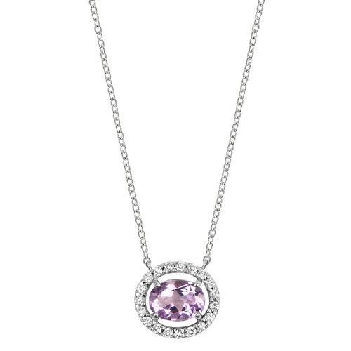 Colar ametista lavanda oval e brilhantes
