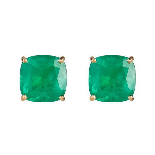 Brinco solitário de esmeralda  cushion 4,83cts