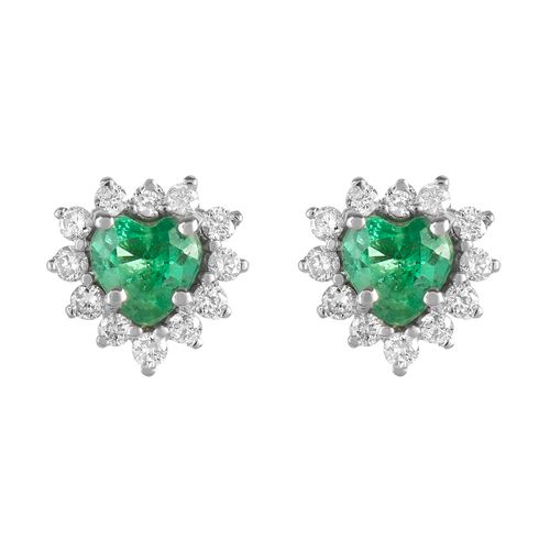 Brinco esmeralda coração 0,88ct e brilhantes