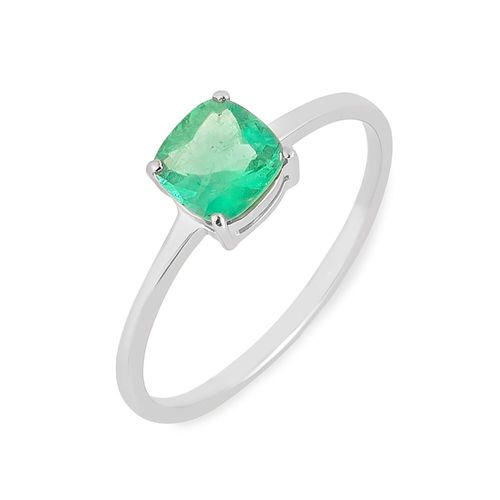 Anel solitário de esmeralda  cushion 0,56ct