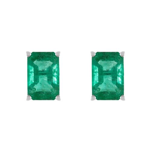 Brinco solitário de esmeralda retangular 4,46cts