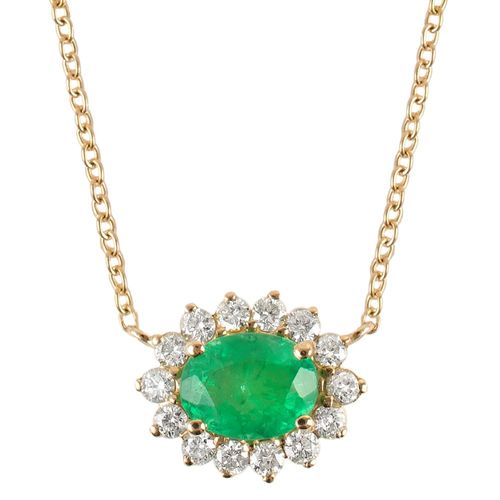 Colar esmeralda 0,95ct e brilhantes