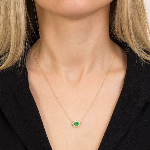Colar esmeralda 0,95ct e brilhantes