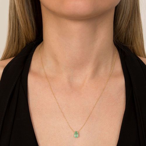 Colar solitário de esmeralda colombiana gota 1,14cts