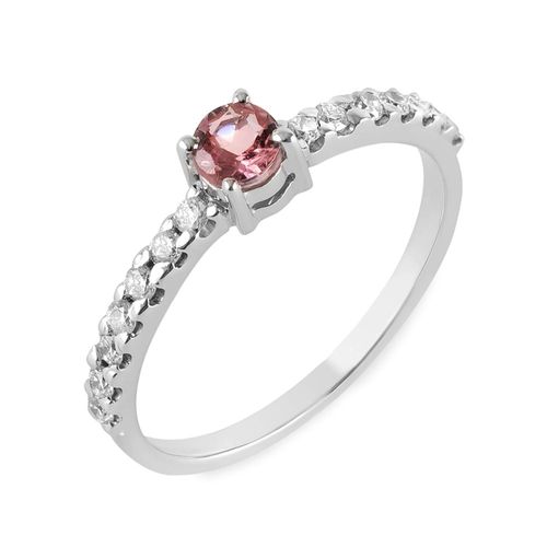 Anel turmalina rosa e brilhantes