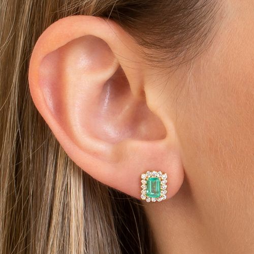 Brinco esmeralda 0,91ct e brilhantes