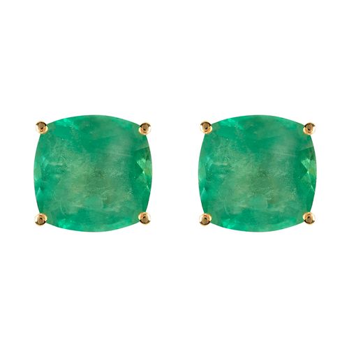 Brinco solitário esmeralda cushion 7cts