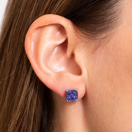 Brinco solitário tanzanita cushion 5,27cts