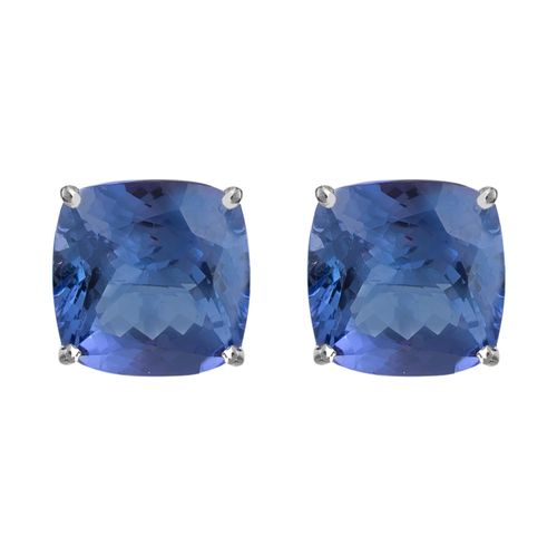 Brinco solitário tanzanita cushion 6,38cts
