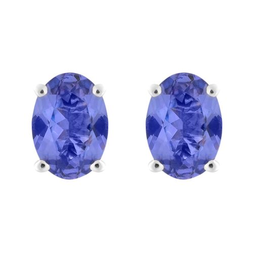 Brinco solitário tanzanita oval 1,42cts
