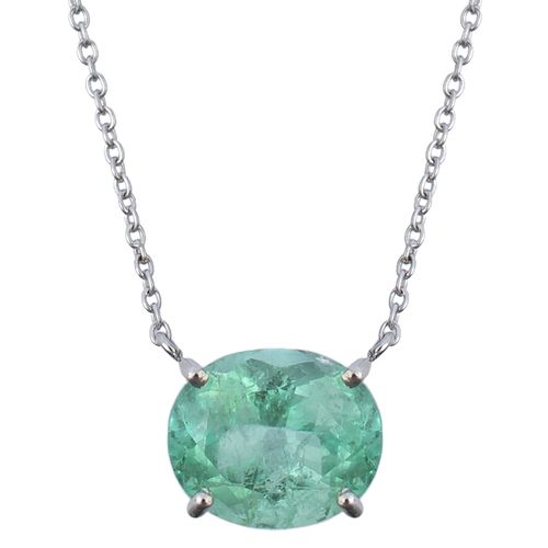 Colar solitário esmeralda oval 2,38cts