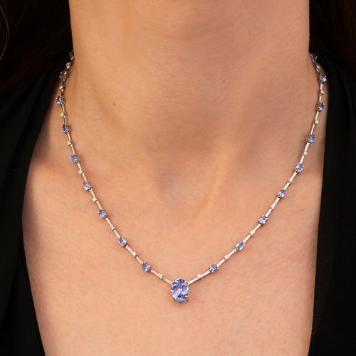 Colar riviera tanzanitas 4,82cts e brilhantes