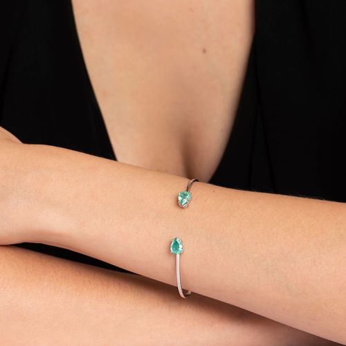 Bracelete duplo esmeraldas (8x6mm)
