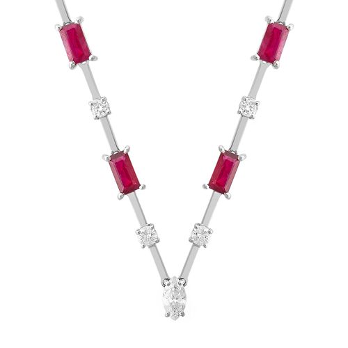 Colar riviera rubis e diamantes