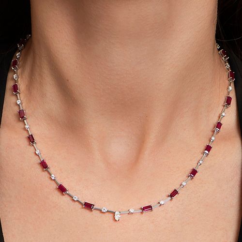 Colar riviera rubis e diamantes