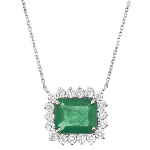 Colar esmeralda retangular 2,80cts e brilhantes