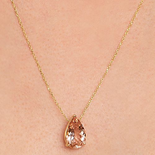 Colar solitário morganita gota 3,50cts