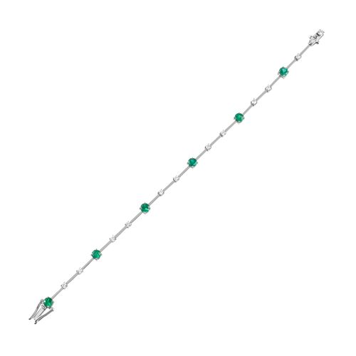 Pulseira riviera de esmeraldas 1,10cts e brilhantes