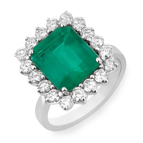 Anel esmeralda 3,89cts e brilhantes