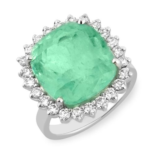 Anel esmeralda colombiana 10,18cts e brilhantes brancos