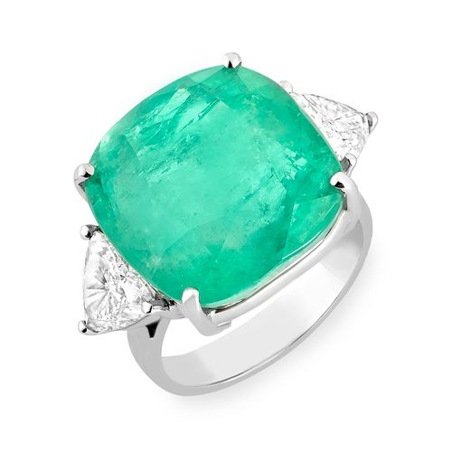 Anel esmeralda colombiana 15,53cts e diamantes
