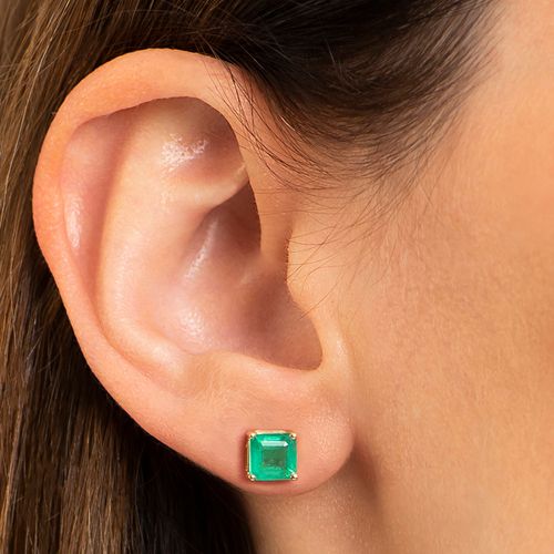 Brinco solitário esmeralda quadrada 1,73cts