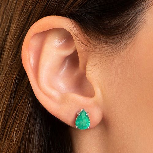 Brinco solitário esmeralda gota 2,94cts
