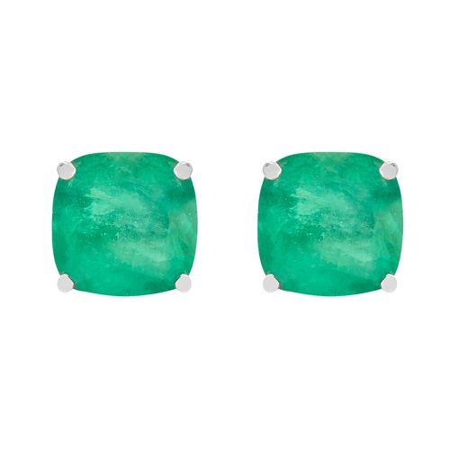 Brinco solitário esmeralda cushion 3,37cts