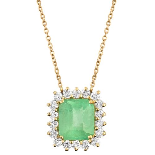 Colar esmeralda colombiana 2,18cts e brilhantes brancos