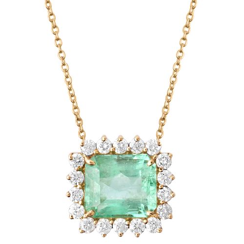 Colar esmeralda colombiana 2,07cts e brilhantes brancos