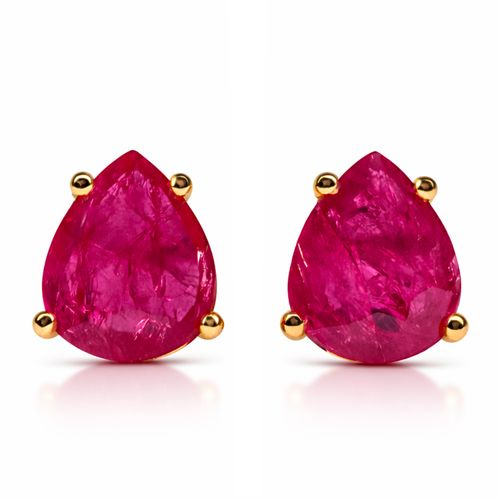 Brinco solitário rubi gota 2,87cts