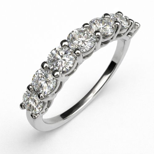 Meia aliança brilhantes brancos 122 pontos