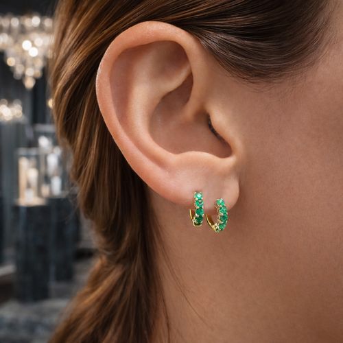 Brinco argola esmeraldas