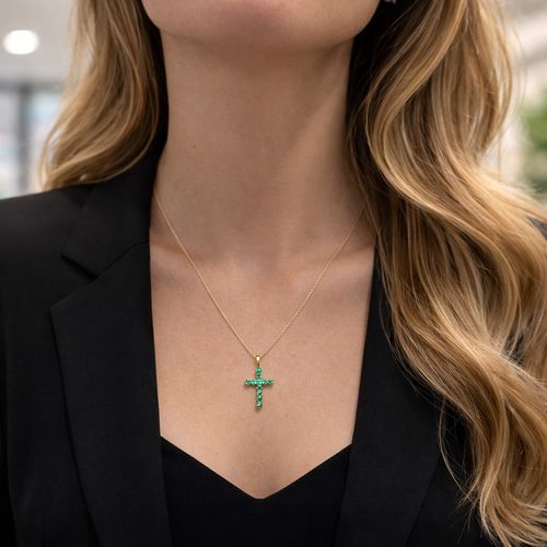 Pingente esmeralda cruz maior