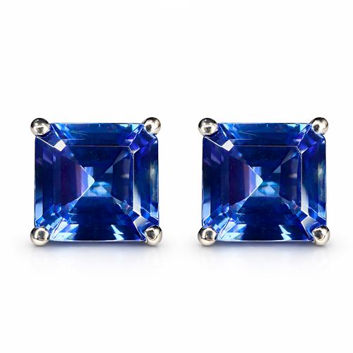 Brinco solitário tanzanita quadrada 3,67cts