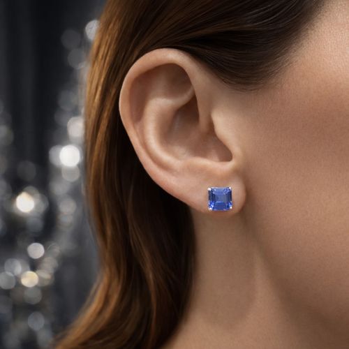 Brinco solitário tanzanita quadrada 3,67cts
