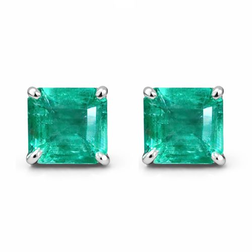Brinco solitário esmeralda quadrada 1,98cts