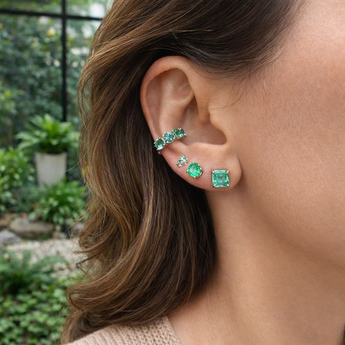 Brinco solitário esmeralda quadrada 1,98cts