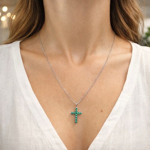 Pingente esmeralda cruz maior