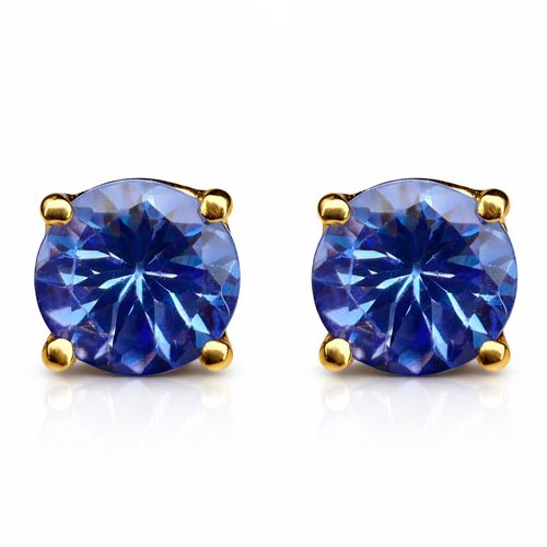 Brinco solitário tanzanita redonda 1,20cts