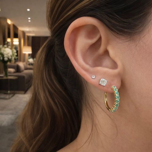 Brinco argola esmeraldas 1,15cts