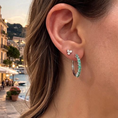 Brinco argola esmeraldas 1,17cts