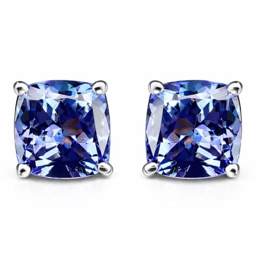 Brinco solitário tanzanita cushion 2,49cts