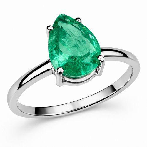 Anel solitário esmeralda colombiana gota 1,25cts