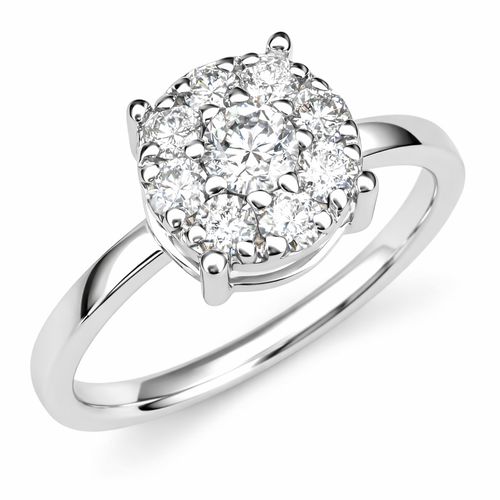 Anel illusion brilhantes brancos 41 pontos