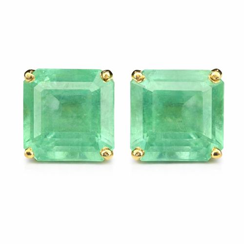 Brinco solitário esmeralda quadrada 5,37cts