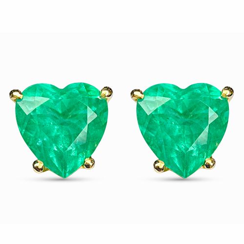 Brinco solitário esmeralda coração 2,41cts